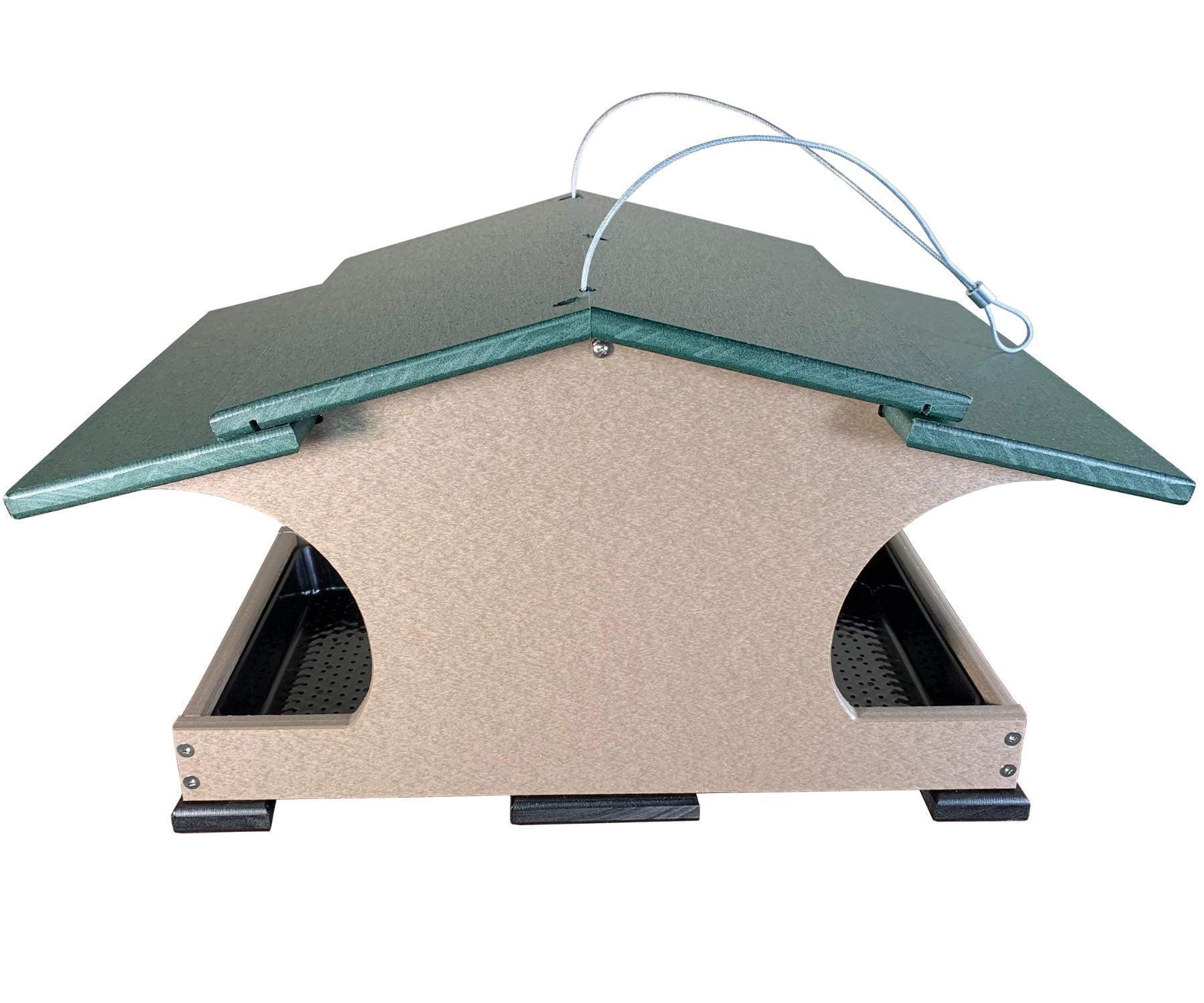 JCs Wildlife Large Poly Hopper Bird Feeder (Green/Tan)