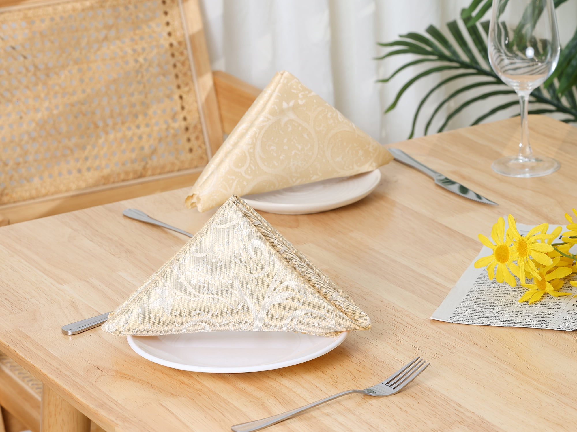 Unique Bargains 6 Pack Cocktail Napkins Great Napkins for Dinner Wedding Restaurant Party Gold