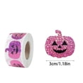 thumbnail image 2 of Halloween Stickers Glitter Pink Jack-o'-Lantern 500 Pieces 1 Roll for Halloween Party Decorations Trick or Treat Favors Gift Wrapping Scrapbooking Kids Halloween Craft Activities, 2 of 6