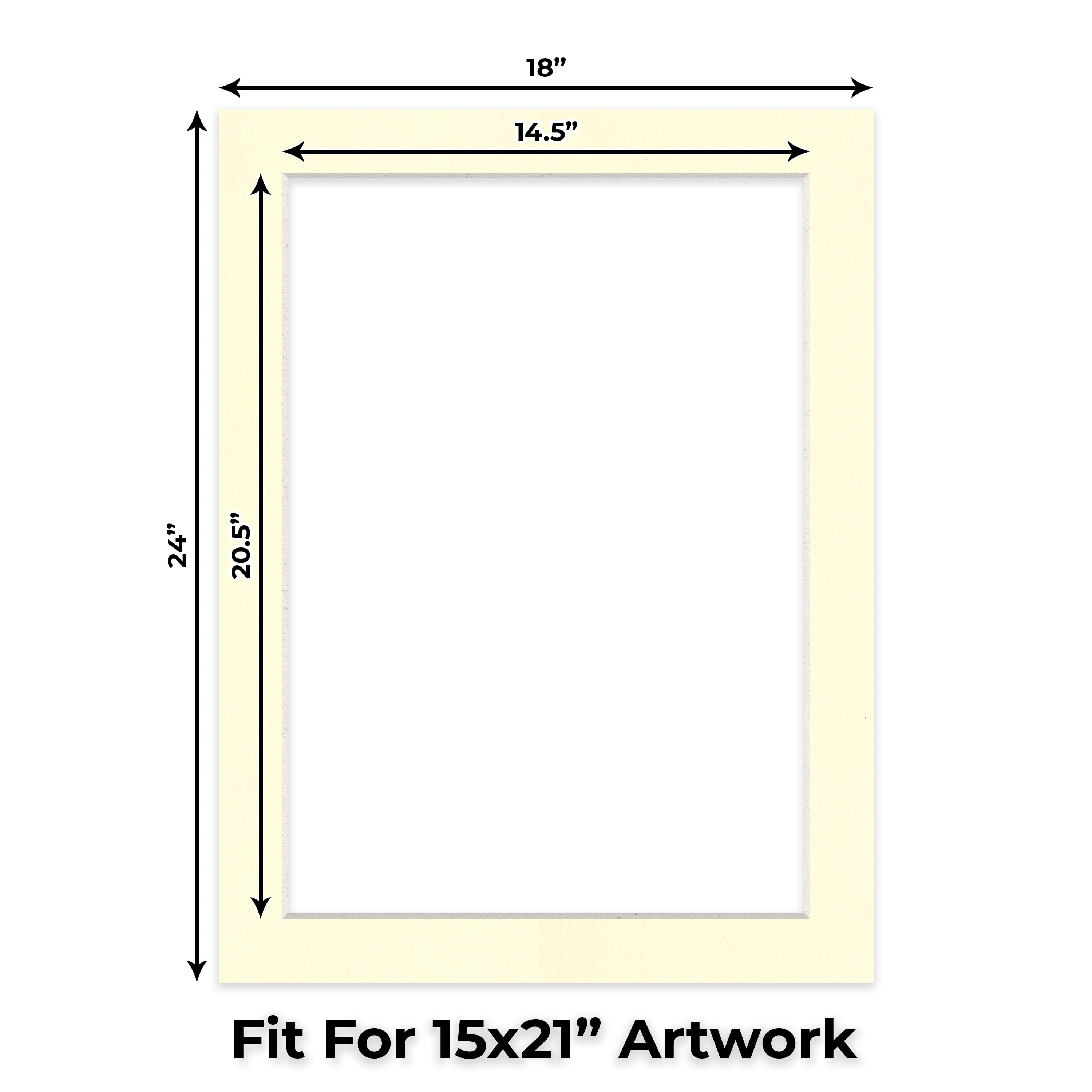 Off White Picture Frame Mat for 18x24 Frames - Fits 15x21 Photos - 25 Mats