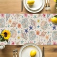 thumbnail image 4 of Burlap Table Runner 36 Inches Long,Vintage Sea Stars Pearls Shells Flowers Non-Slip Kitchen Table Runners for Dining Room Everyday Use Party Table Decorations Summer Plant, 4 of 9