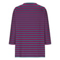 thumbnail image 4 of Fashion Fall Saving LiMoi Women's V Neck Striped Shirt 3/4 Sleeve Tops Slimming Casual Top Tees Tshirts Blouse for Everyday Chic Style My Items, 4 of 9