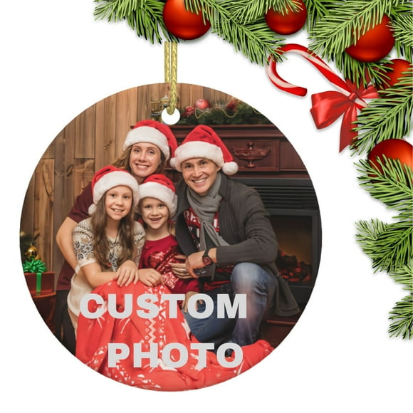 Custom Photo Christmas Ornaments 2024, Customized Ceramic Christmas Tree Decor with Your Own Photo/Text, 3 Pack
