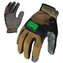 EXO Mechanics Gloves, Synthetic Leather Palm, Polyester Back, M, Green/Tan
