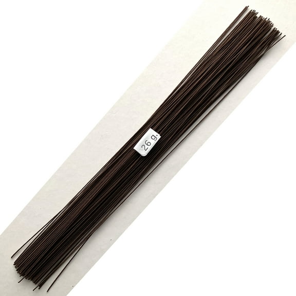26 Gauge Brown Cotton Covered Floral Wire - 80 feet (80 wires) per bundle (24.4m) in 12 inch length (30.5cm)
