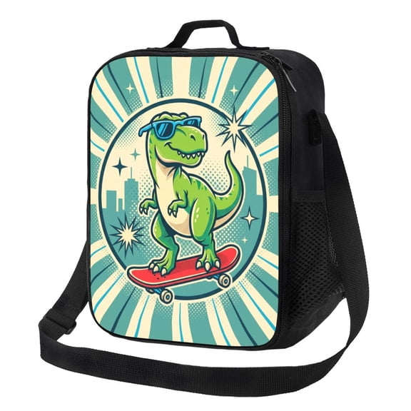 Dinosaur Lunch Bag Surfing Dinosaur Insulated Leakproof Thermal Lunch Bag With Adjustable Shoulder Strap Reusable Lunch Box For Work Office Gym Men Women