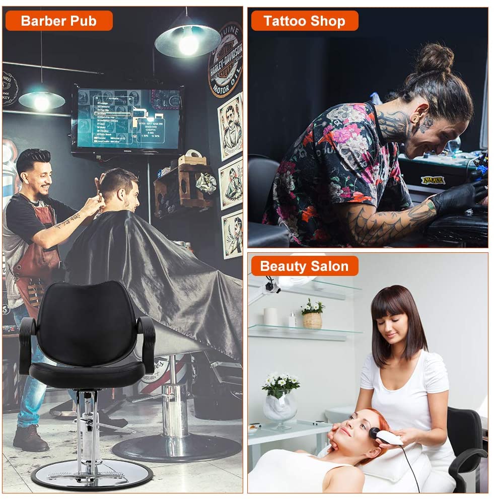 Dkeli Hydraulic Barber Chair Adjustable Salon Chair for Hair Stylist 360° Rolling Swivel with Footrest, Black