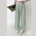 thumbnail image 4 of ABATAB Women's Summer Striped Pants Wide Leg Lounge Trendy Trousers Drawstring Elastic Waist Comfy Pajama Bottoms, 4 of 5