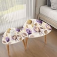 thumbnail image 3 of Triangle End Tables Set of 2 Twilight Vintage Rose Painting Gold Touched Petals Small Coffee Table, Tea Table, Nesting Tables for Living Room, 3 of 5