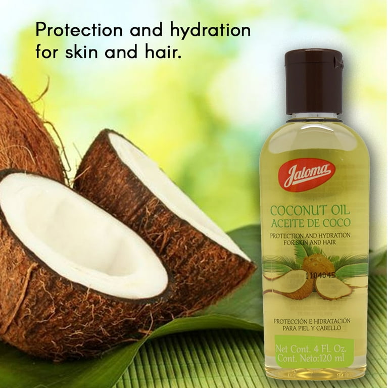 Jaloma Coconut Oil. Natural Protection and Hydration for Skin and Hair with  Keratin. 4 fl oz / 120 ml. Pack of 3