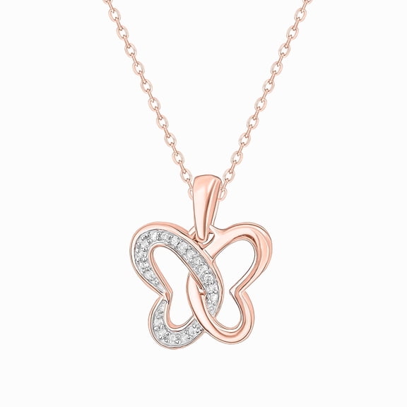 Cali Trove Diamond Butterfly Pendant Necklace with 1/20 Carat White Diamonds in 18KT Rose Gold Vermeil – Dainty jewelry for Women