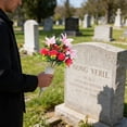 thumbnail image 6 of Dienrx Artificial Cemetery Flowers with Vase, 1 PCS Memorial Flowers for Graveside, Outdoor Silk Lily and Rose Arrangements, Sympathy Decor for All Seasons, Faux Plants, 6 of 6