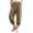 Khaki, variant on Costeam Womens Solid Linen Blend Drawstring Elastic Waist Jogger Capri Pants Dual Side Hand Pockets Lightweight Woven Baggy Loose Casual Cropped Trousers