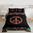 thumbnail image 2 of Homewish Boho Peace Sign 3 Pieces Queen Comforter Set for Female Men,Hippie Peace Symbol Ultra Soft Bedding Sets,Bohemian Flower Bedding Comforter Set Breathable,Luxury Bedroom Decor,Reversible, 2 of 8