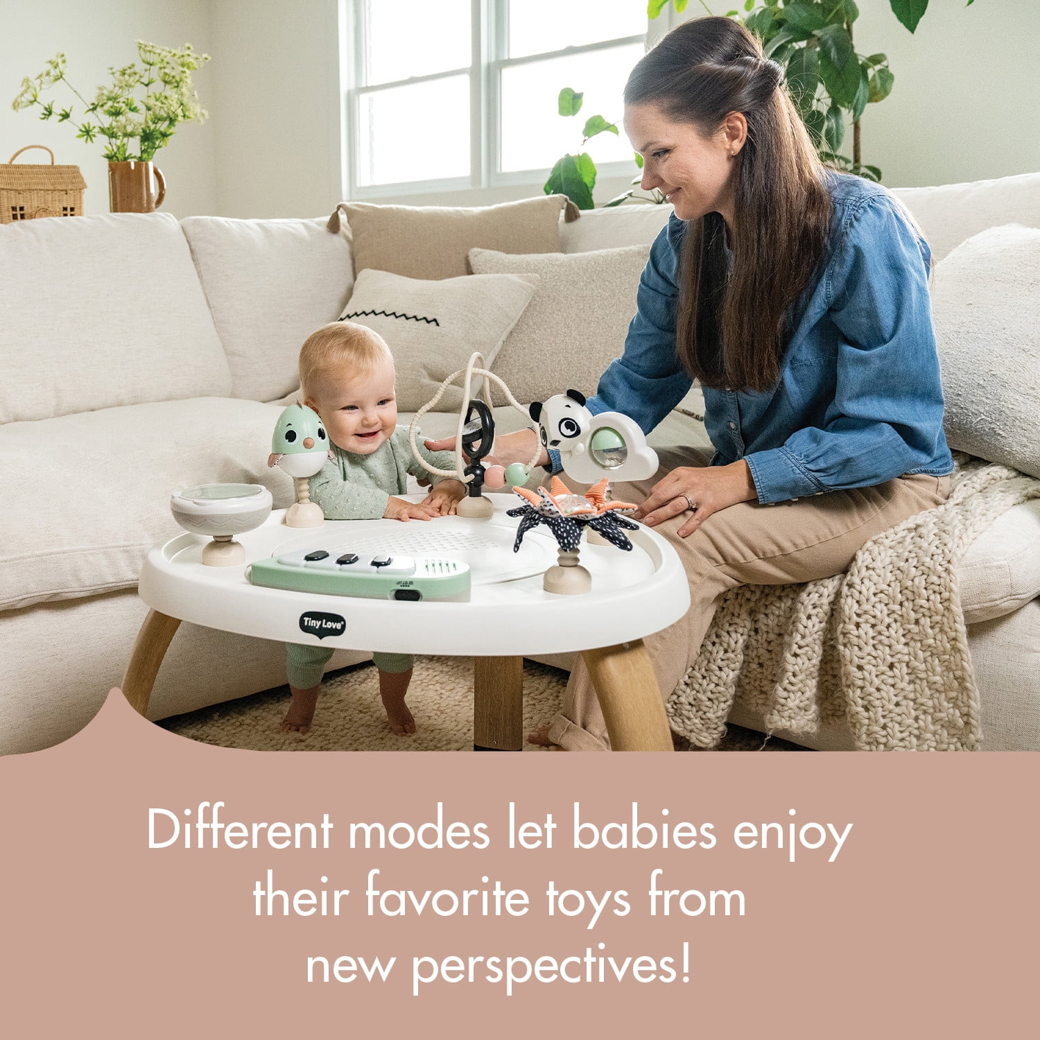 Tiny Love 5-in-1 Here I Grow Stationary Activity Center – Black & White Décor Collection