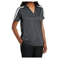 thumbnail image 4 of Yellow Rooster Women Silk Touch Performance Colorblock Stripe Polo Steel Grey/White Grey/Black 3XL, 4 of 6