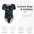 thumbnail image 4 of Bingfone Motif Petit Poisson Squelette Justaucorps à Col Rond pour Femmes, Bouton Pression Serré Manches Courtes Justaucorps, Adapté pour Fête, Sports, Usage Quotidien-Moyen, 4 of 7