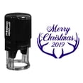 thumbnail image 1 of Printtoo Round Christmas Stamper Rustic Antlers Monogram Self Inking Rubber Stamp Gift Idea-Violet, 1 of 1