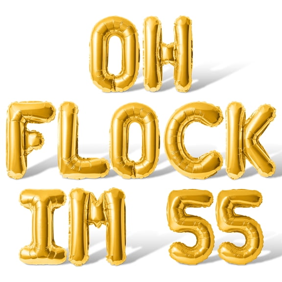 Letter Balloons - OH FLOCK IM 55 16" Inch Alphabet Letters Foil Mylar Balloon 55th Birthday Party Banner (Gold)