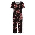 thumbnail image 3 of Womens Summer Pajamas 2 Piece Casual Comfy Short Sleeve V Neck Tops and Capri Pants Sets Sleepwear Pjs with Pockets, 3 of 4
