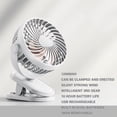 thumbnail image 4 of Harlier Portable Clip on Fan Battery Operated, Small Powerful USB Desk Fan, 3 Speed Quiet Rechargeable Mini Table Fan, 360° Rotate Personal Cooling Fan for Home Office Stroller Camping, 4 of 5
