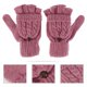 thumbnail image 2 of Women Winter Warm Wool Knitted Convertible Fingerless Gloves With Mitten Cover (Pink), 2 of 3