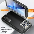 thumbnail image 4 of for iPhone 15 Pro Case Kickstand Durable 3-Layer Military Grade Protective Cover Hybrid Silicone Heavy Duty Rugged Shockproof Screen Lip Raised Protection for iPhone 15 Pro Case,
Black+Black, 4 of 9