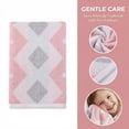 thumbnail image 3 of Unique Bargains Geometric Rhombus Cotton Soft Color Block Hand Towel Pink 2pcs 28" x 13", 3 of 7