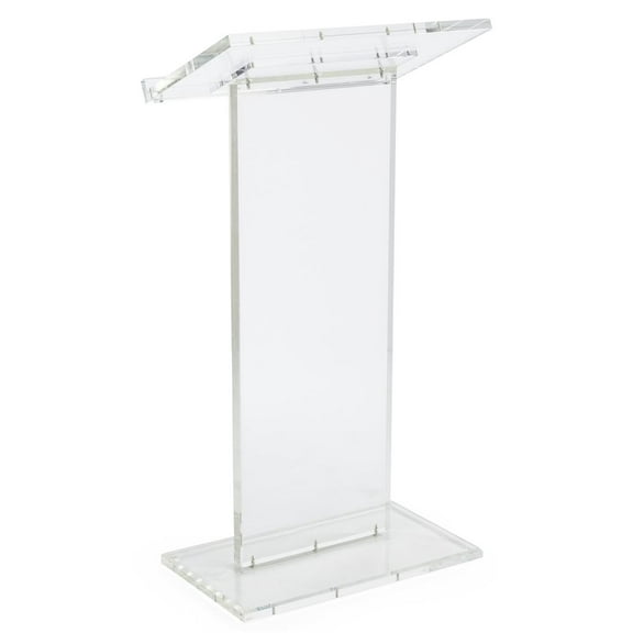 Tall Clear Podium, Floor Standing Lectern with Lip for Books or Presentation (Acrylic)