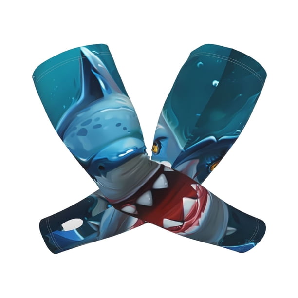 Balery Cartoon Cute Shark Mangas Refrescantes para Brazos para Hombre y Mujer – Transpirables y Absorbentes de Humedad para Mujeres, Hombres y Niños