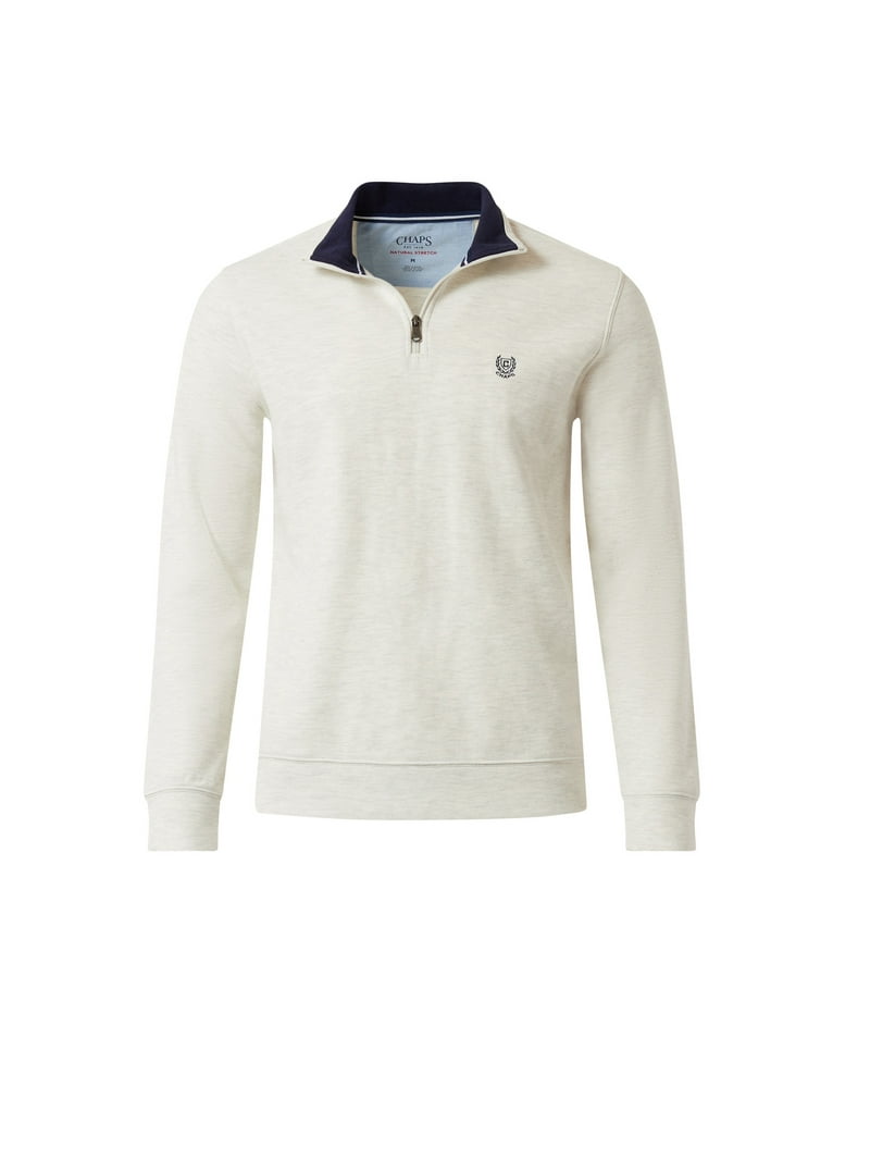 Chaps Men's & Big Men's Cotton Interlock Quarter Zip Mock Neck