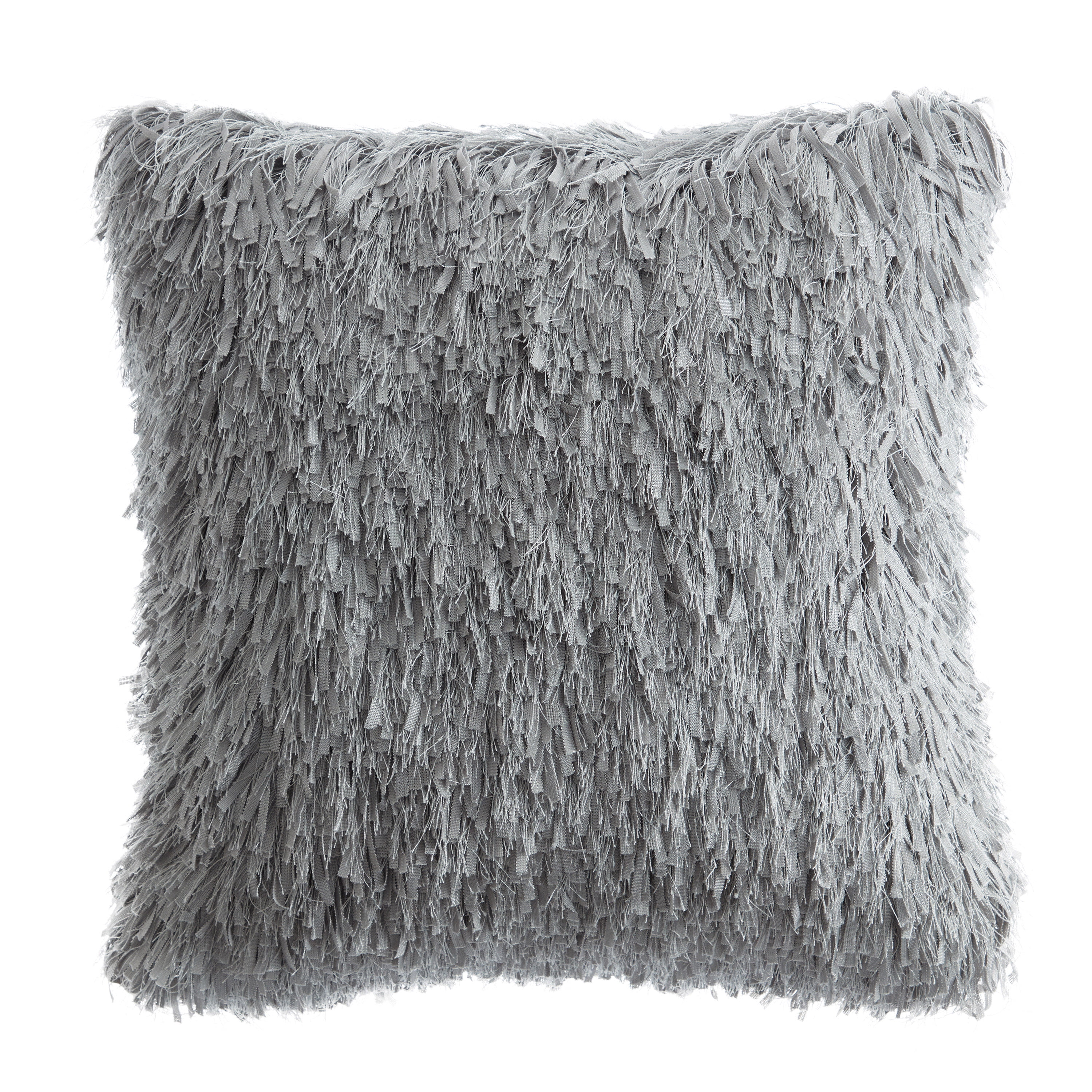VCNY Home Keegan 18" x 18" Griffin Grey Polyester Solid Shag Decorative Pillow