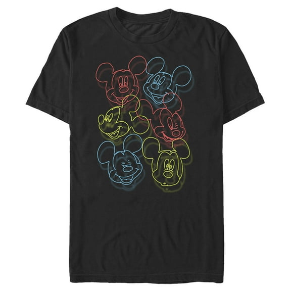 Men's Mickey & Friends Neon Heads Graphic Tee Black Small