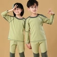 thumbnail image 4 of MXIEZI Toddler Boys Girls Thermal Underwear 2 Piece Outfits Kids Fall Winter Soft Cotton Patchwork Set for 2-14 Years old, 4 of 9
