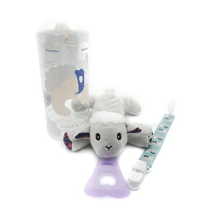 UPC: 0869453000384 | Nissi & Jireh 5 In 1 Pacifier holder plush toy Teether Sheep