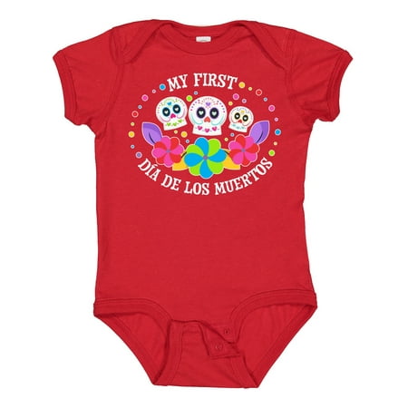 

Inktastic My 1st Dia De Los Muertos with Sugar Skulls and Flowers Gift Baby Boy or Baby Girl Bodysuit