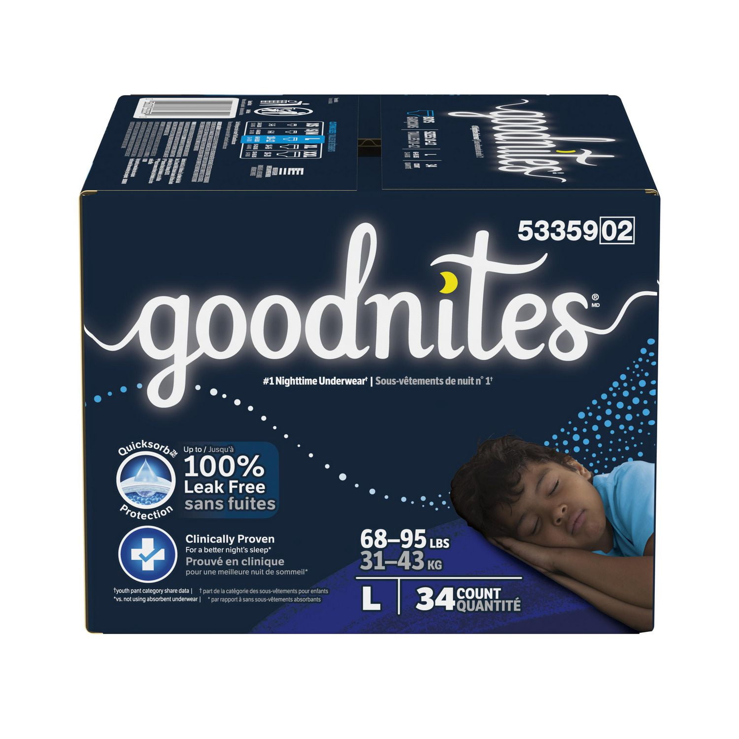 Goodnites Boys' Nighttime Bedwetting Underwear, Giga Pack