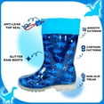 thumbnail image 3 of HSYAAMOO Boys Kids Rain Boots Blue Dinosaur Pattern – Waterproof Non-Slip Lightweight Rubber with Adjustable Drawstring for Outdoor Play, 3 of 7
