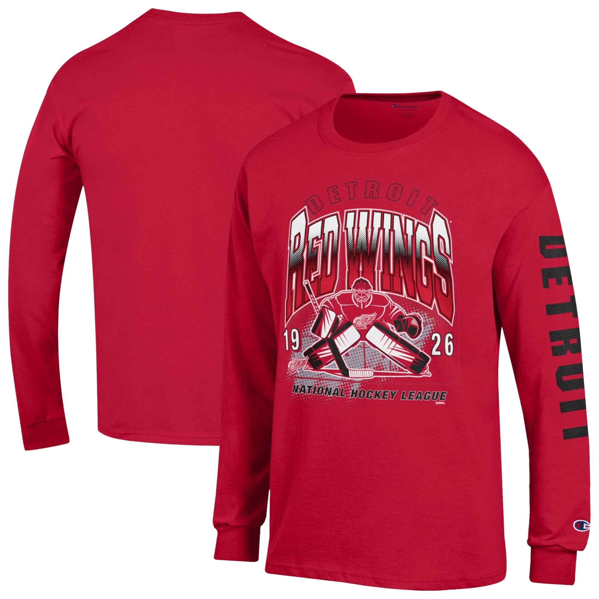 Men's Champion Red Detroit Red Wings Long Sleeve Jersey T-Shirt