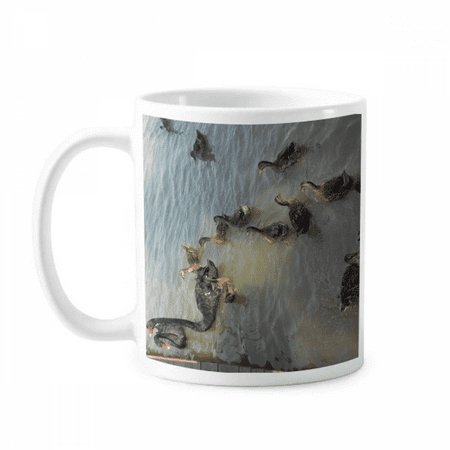 

Black Swan Swimng Art Deco Fashion Mug Pottery Cerac Coffee Porcelain Cup Tableware
