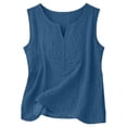 thumbnail image 5 of Linen Tank Tops For Women，Sleeveless Linen Tops For Women Linen Shirts For Women Linen Sleeveless Top Womens Sleeveless Tops Summer Linen Tops For Women Cotton Summer Tops Linen Crop Top Blue 2XL, 5 of 5