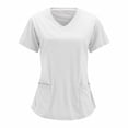 thumbnail image 4 of Resivox Womens Scrubs Plus Size Nursing Uniforms Stretchy V Neck Scrub Shirts Basic Scrubs Medical Uniforms with Pockets White XL, 4 of 7