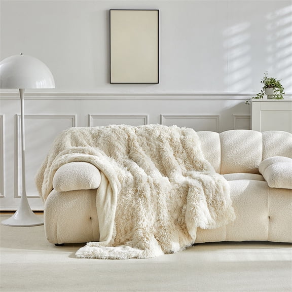 Cozy Faux Fur Throw Blanket for Couch-Warm Fuzzy Throw Blanket, Decorative Soft Throw Blanket For Couch Warm Cozy Velvet Flannel Blanket For All Seasons Lightweight Comfy Blanket For Sofa Bed