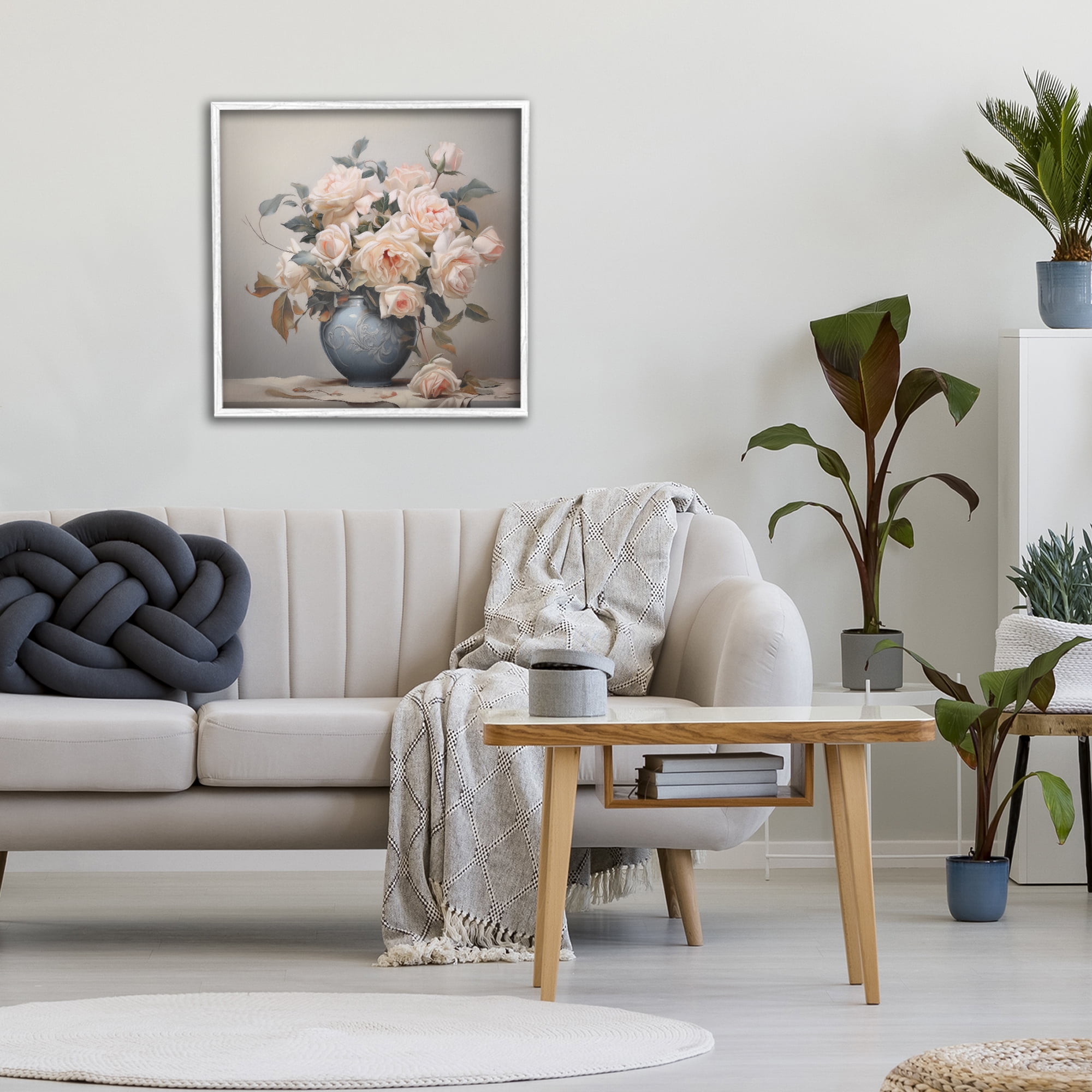 Stupell Industries Rose Paragon Vase White Framed Giclee Art, design by Steve Hunziker
