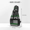 thumbnail image 2 of Men Women Thin Green Line America Flag Sling Crossbody Chest Bag Backpack with Convertible Shoulder Strap, 2 of 6
