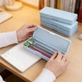 thumbnail image 5 of Pencil Box Plastic Double-Sided Storage Case for Students and Office, Hard Shell Stationery Organizer for Pencils Pens and Erasers, 5 of 6