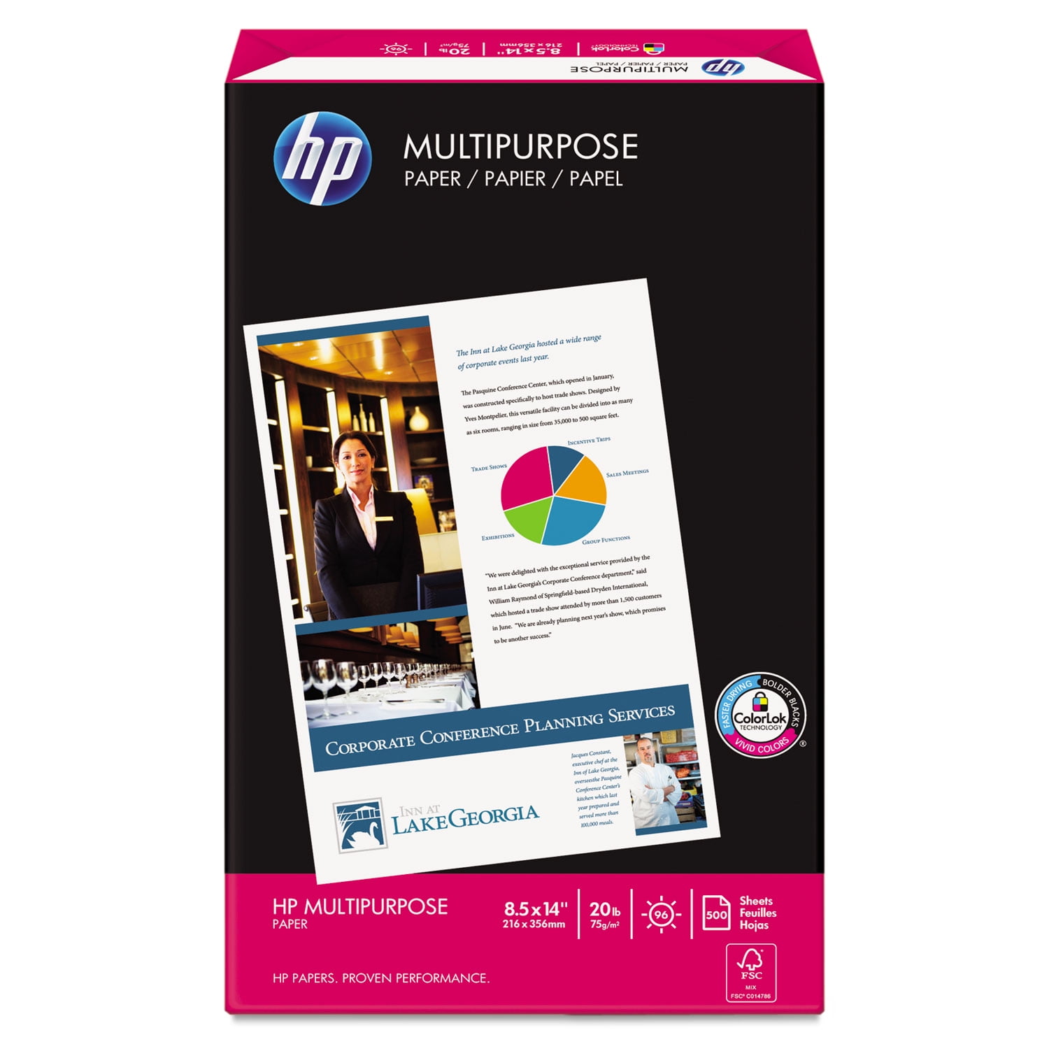HP Papers MultiPurpose20 8.5x14 Copy & Multipurpose Paper, White, 500