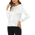 thumbnail image 4 of Allegra K Women's Elegant Retro Peter Pan Collar Faux Placket Satin Work Shirt, 4 of 6