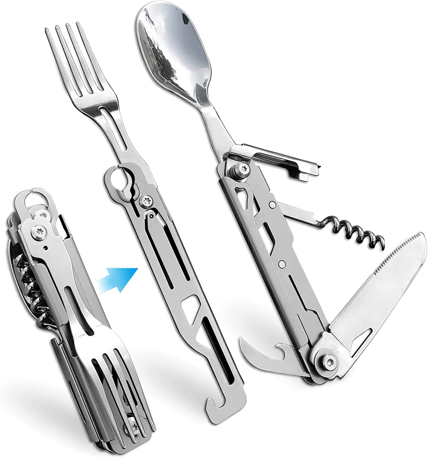 Polished Stainless Steel Multi-Purpose Opener Foldable Mini Portable for Kitchen Camping Opener Can Travel