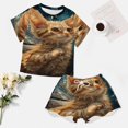 thumbnail image 4 of Crystal Cat 2 Pack Women’s Pajama Set Print Sleepwear And Shorts Y2k Loungewear Sets S-5XL, 4 of 7